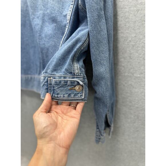 TOPSHOP MOTO MEDIUM WASH WOMEN'S DENIM TRUCKER JEAN JACKET Sz US 6 INNER POCKETS - Picture 10 of 13